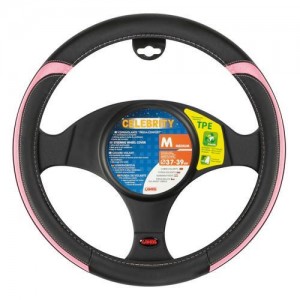 Steering wheel cover Celebrity Ø37-39mm, pink, leather