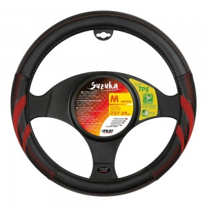 Steering wheel cover Suzuka Ø37/39 cm, red-black