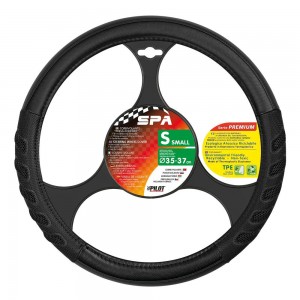 Steering wheel cover Spa Ø35/37 cm, black, imitation leather