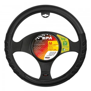 Steering Wheel Cover Ø37/39 cm, black, imitation leather