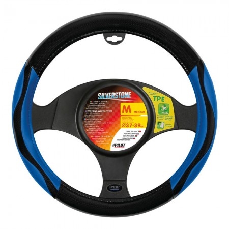 Silverstone steering wheel cover Ø37-39cm, blue