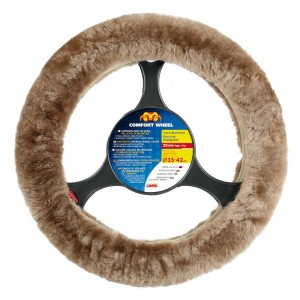 Sheepskin steering wheel cover Ø36-42 cm, beige