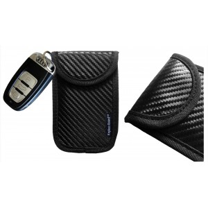 Car key protection bag, vertical, black carbon