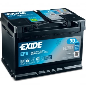 Аккумулятор Exide EFB 70Ah 720A 278x175x190 -+