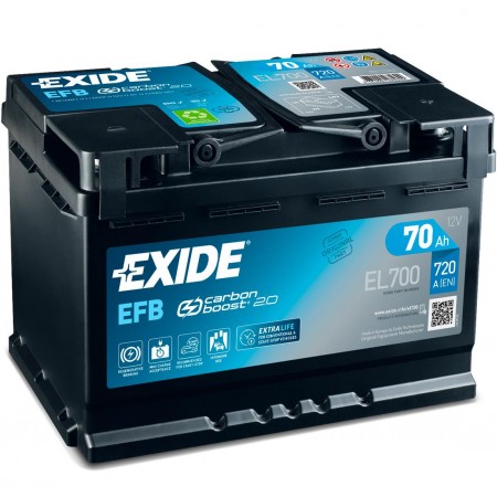 Battery Exide EFB 70Ah 720A 278x175x190 - +