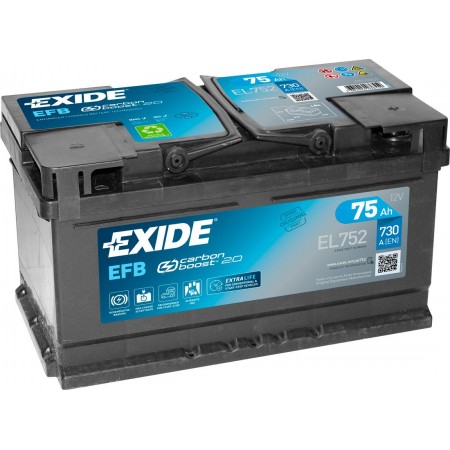 Batteri Exide EFB 75Ah 730A 315x175x175 - +