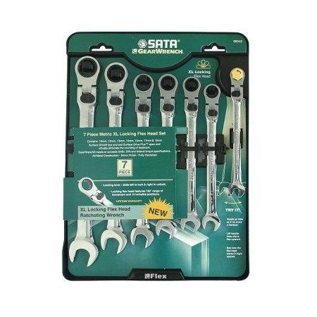 7-piece set of socket wrenches with lockable articulated end 10-19mm
