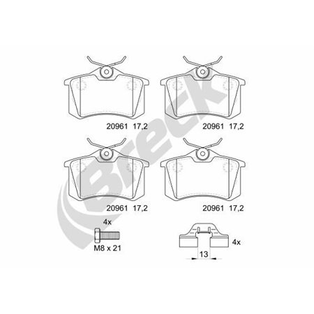 20961 10 704 00 Brake Pad Set, disc brake BRECK