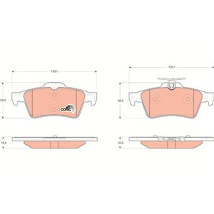 GDB1621 TRW Piduriklotside komplekt, ketaspidur     