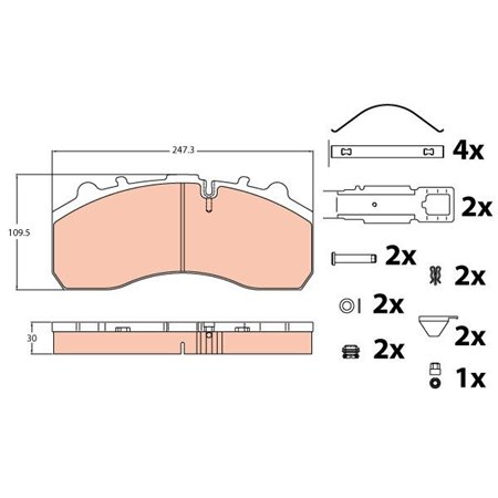 GDB5067 Piduriklotsi komplekt,ketaspidur TRW