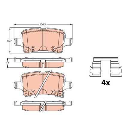 GDB2180 Piduriklotsi komplekt,ketaspidur TRW