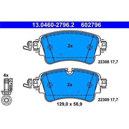 13.0460-2796.2 Brake Pad Set, disc brake ATE