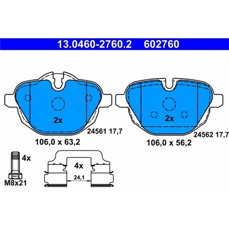 13.0460-2760.2 Brake Pad Set, disc brake ATE