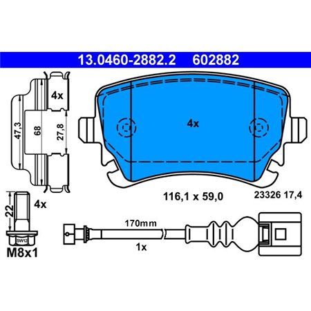 13.0460-2882.2 Brake Pad Set, disc brake ATE