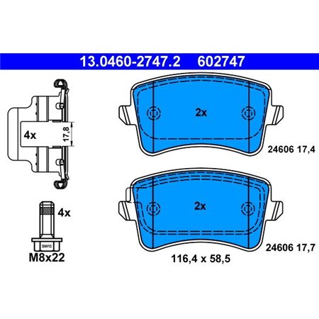 13.0460-2747.2 Brake Pad Set, disc brake ATE