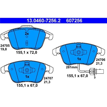 13.0460-7256.2 Brake Pad Set, disc brake ATE