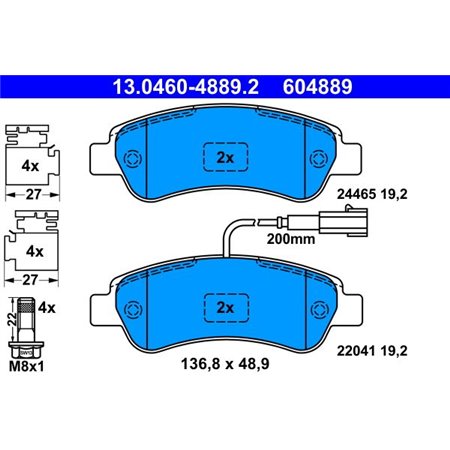 13.0460-4889.2 Brake Pad Set, disc brake ATE