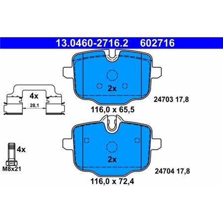 13.0460-2716.2 Bromsbeläggssats, skivbroms ATE