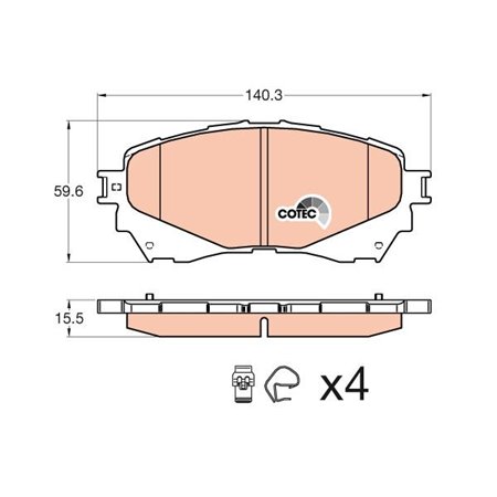 GDB3580 Piduriklotsi komplekt,ketaspidur TRW