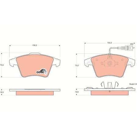 GDB1555 Brake Pad Set, disc brake TRW