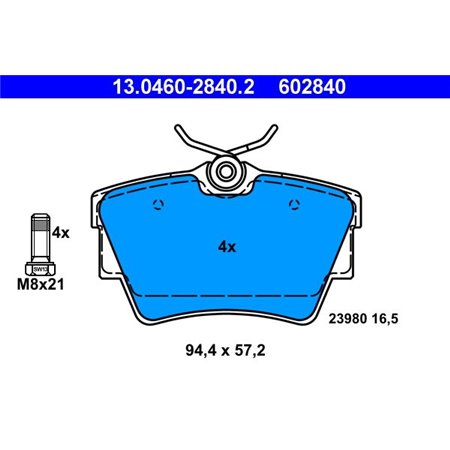 13.0460-2840.2 Brake Pad Set, disc brake ATE