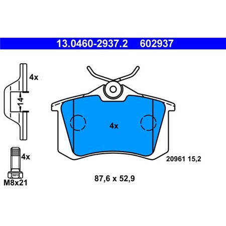 13.0460-2937.2 Brake Pad Set, disc brake ATE