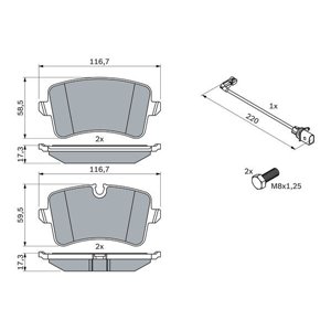 0 986 494 488 BOSCH Piduriklotside komplekt, ketaspidur     