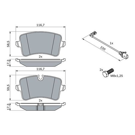 0 986 494 488 Комплект тормозных колодок, дисковый тормоз BOSCH