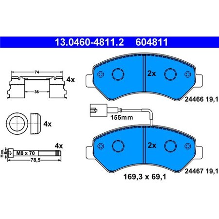 13.0460-4811.2 Brake Pad Set, disc brake ATE