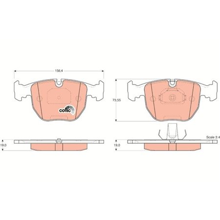 GDB1261 Piduriklotsi komplekt,ketaspidur TRW