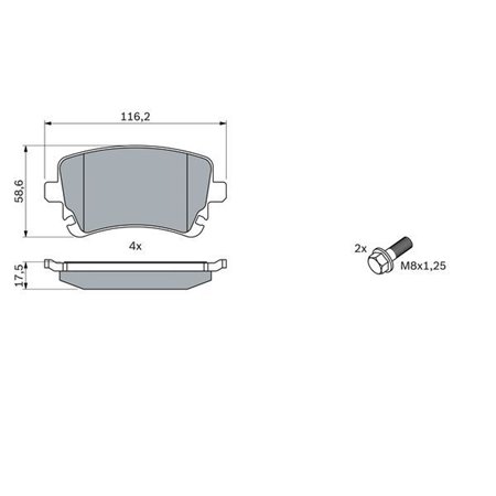 0 986 494 303 Brake Pad Set, disc brake BOSCH