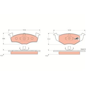 GDB1274 TRW Piduriklotside komplekt, ketaspidur     