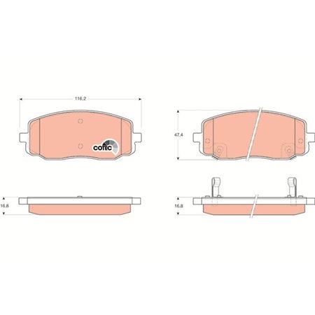 GDB3369 Piduriklotsi komplekt,ketaspidur TRW