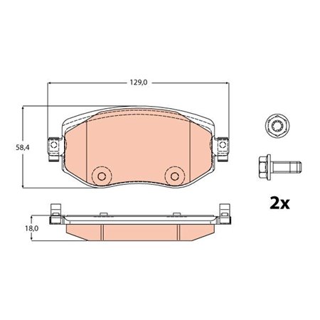 GDB2175 TRW Piduriklotside komplekt, ketaspidur     