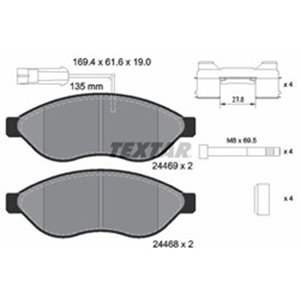 2446901 TEXTAR Piduriklotside komplekt, ketaspidur     