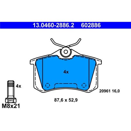 13.0460-2886.2 Brake Pad Set, disc brake ATE