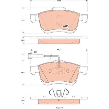 GDB1865 Piduriklotsi komplekt,ketaspidur TRW