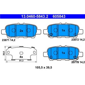 13.0460-5843.2 Комплект тормозных колодок, дисковый тормоз ATE - Top1autovaruosad