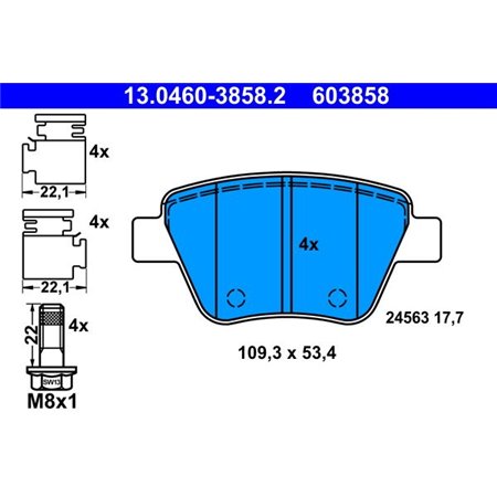 13.0460-3858.2 Bromsbeläggssats, skivbroms ATE