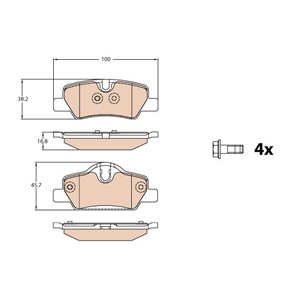 GDB2088 Комплект тормозных колодок, дисковый тормоз TRW - Top1autovaruosad