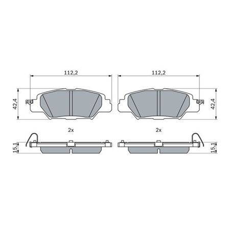 0 986 460 006 Комплект тормозных колодок, дисковый тормоз BOSCH