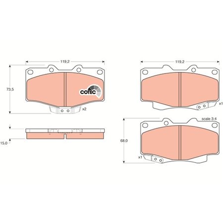 GDB797 Brake Pad Set, disc brake TRW