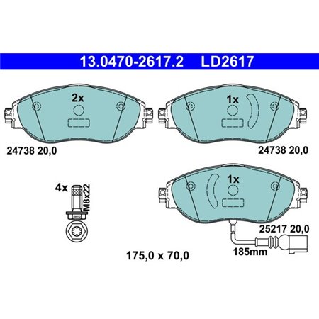 13.0470-2617.2 Brake Pad Set, disc brake ATE