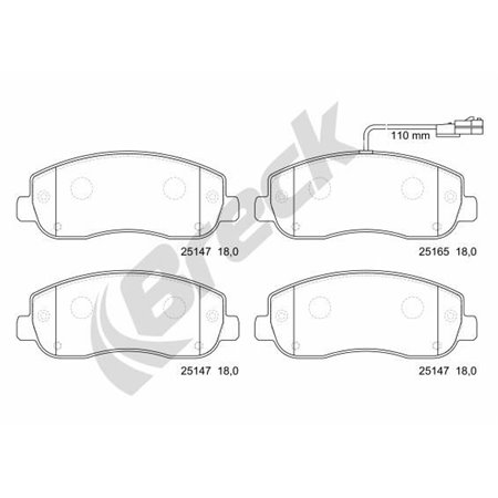 25147 00 703 10 Bromsbeläggssats, skivbroms BRECK