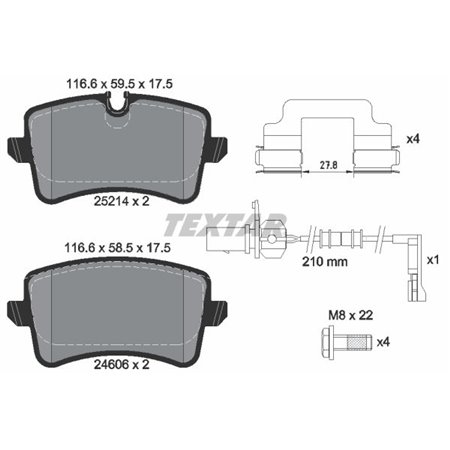 2521413 Piduriklotsi komplekt,ketaspidur TEXTAR