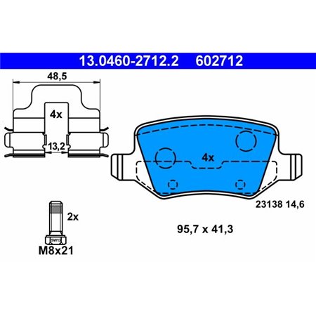 13.0460-2712.2 Brake Pad Set, disc brake ATE