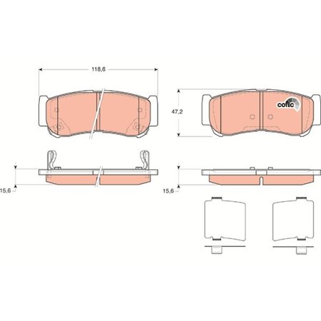 GDB3419 Piduriklotsi komplekt,ketaspidur TRW