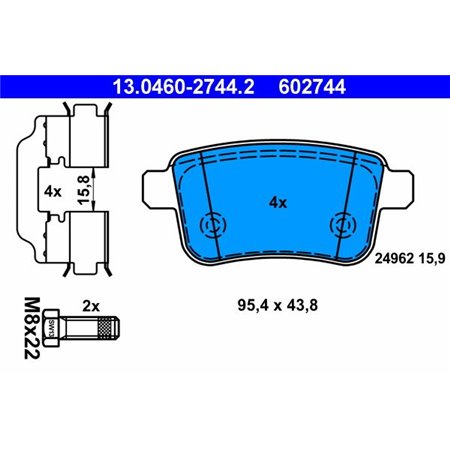 13.0460-2744.2 Brake Pad Set, disc brake ATE