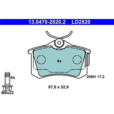 13.0470-2820.2 Brake Pad Set, disc brake ATE