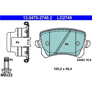 13.0470-2749.2 Brake Pad Set, disc brake ATE - Top1autovaruosad